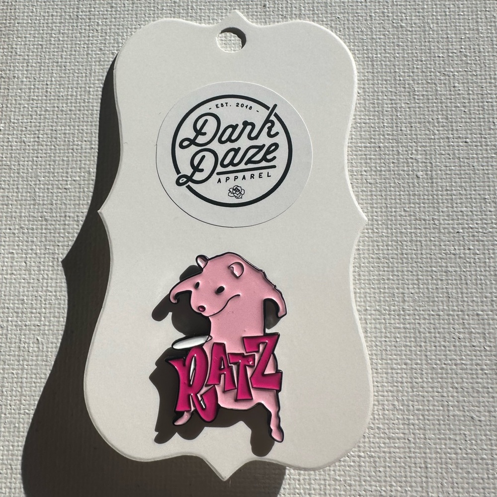 “Ratz” Bratz Play On Words Enamel Pin Pink